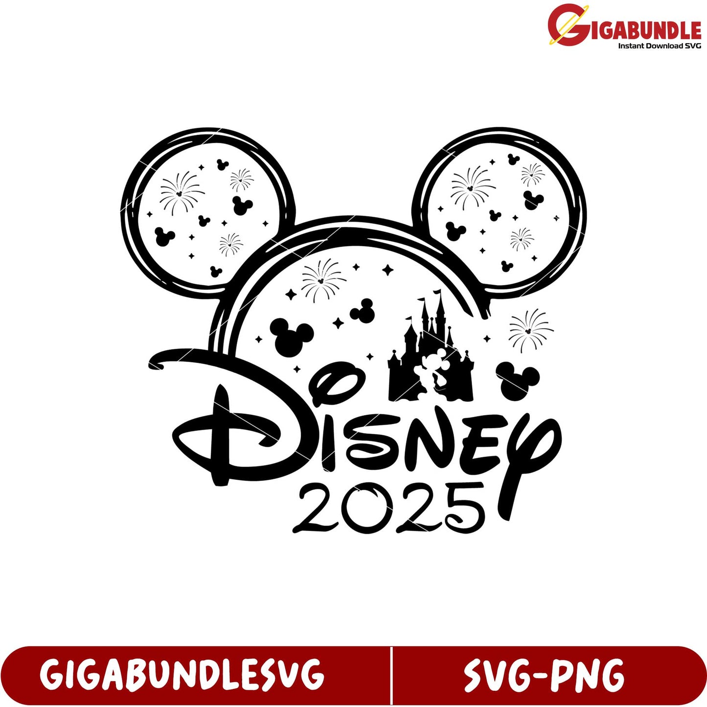 Disney 2025 SVG Graphic with Mickey Mouse Ears and Castle Design