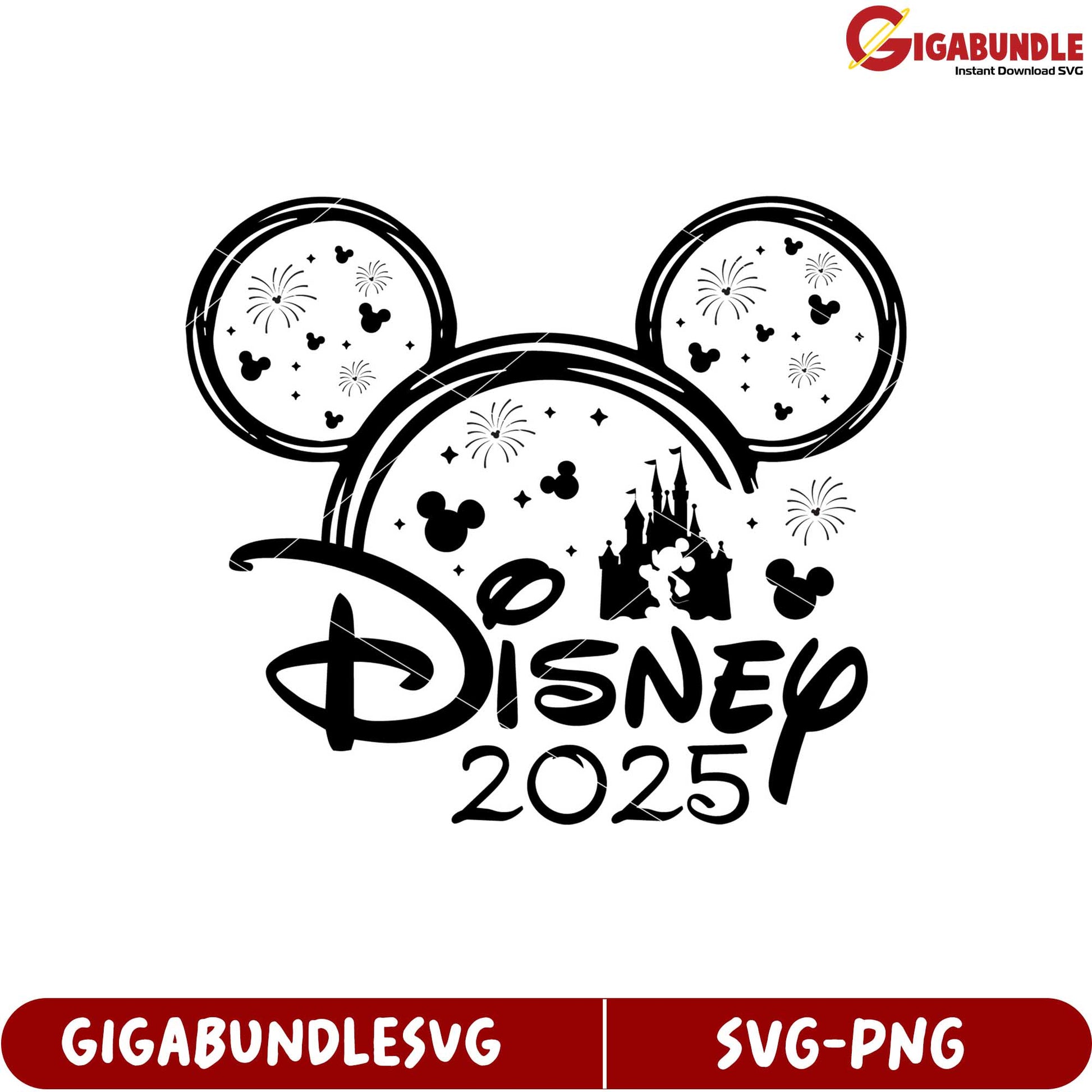 Disney 2025 SVG Graphic with Mickey Mouse Ears and Castle Design