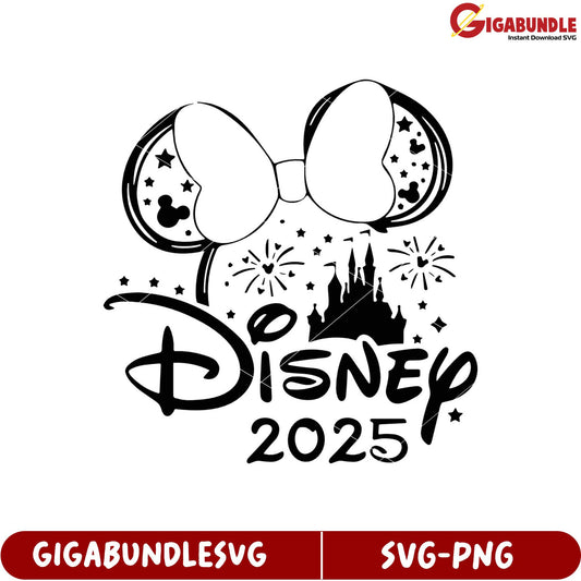 Disney 2025 SVG Product with Castle and Bow Design for Fans