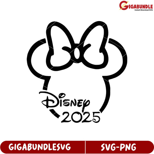 Disney 2025 Vector SVG Design Featuring Iconic Ears and Bow Motif