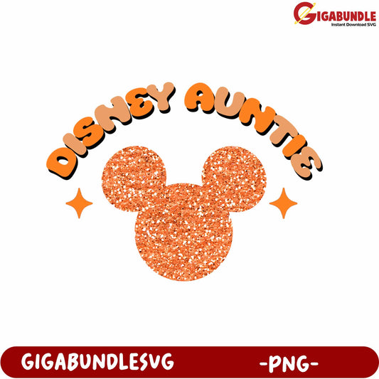 Disney Auntie Glittery Mickey Mouse PNG Design for Crafters