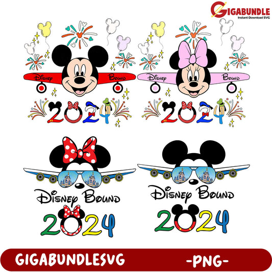 Disney Bound 2024 PNG Bundle  Mickey & Minnie Airplane Designs
