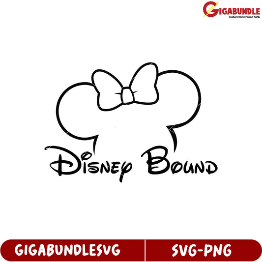 Disney Bound Mickey Mouse Bow Outline SVG for Crafting and Design