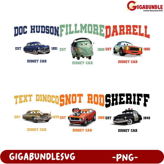 Disney Cars Character Bundle - PNG Format for Instant Download