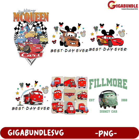 Disney Cars PNG Bundle Lightning McQueen & Friends Designs