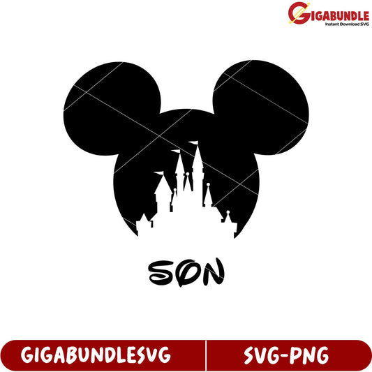 Disney Castle Mickey Mouse Ears SVG Design for Sons Kids Crafts