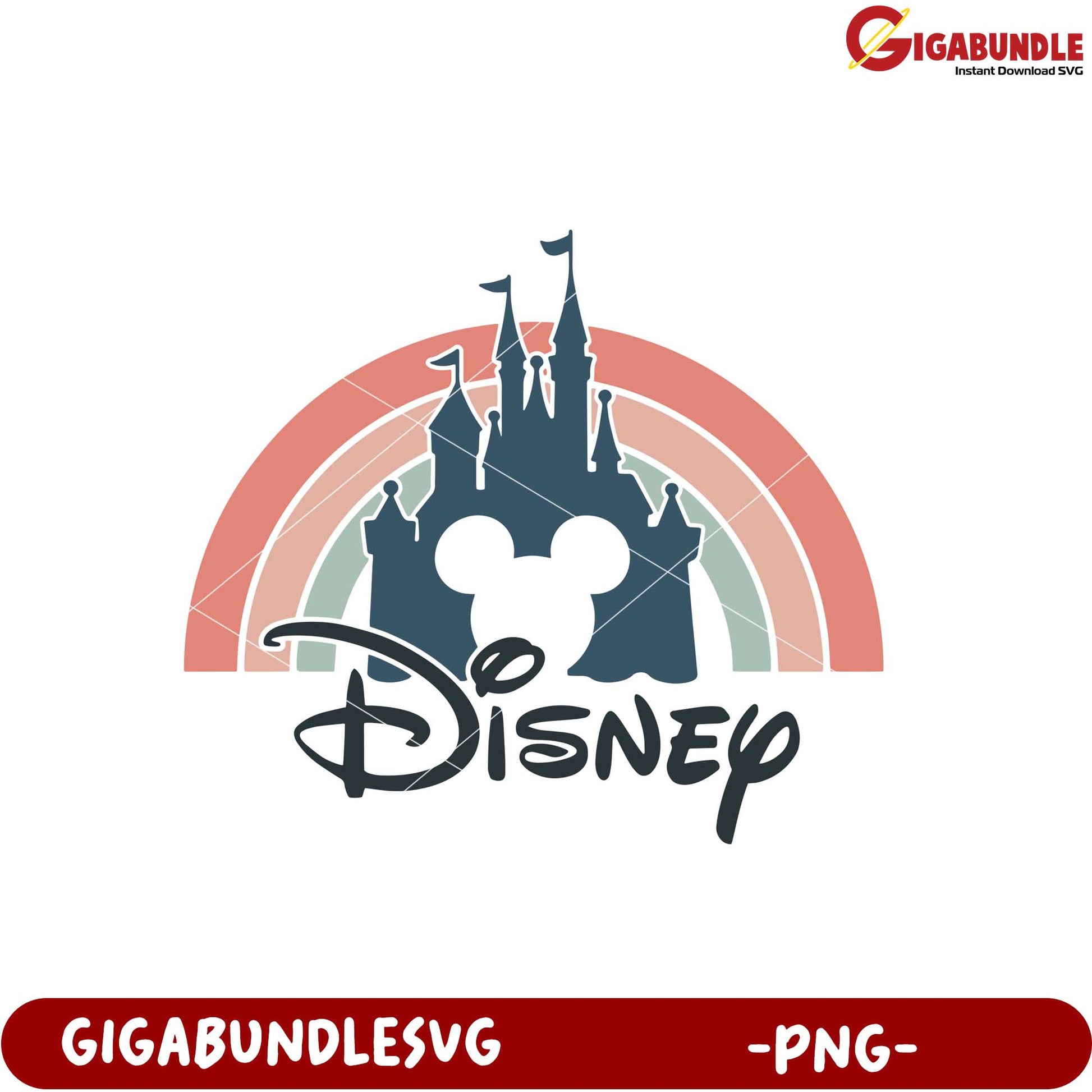 Disney Castle Rainbow Graphic PNG Design for Downloads