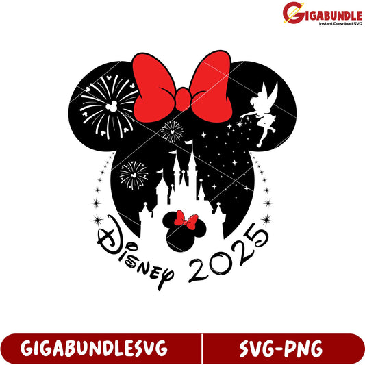 Disney Castle SVG Design with Fireworks and Mickey Mouse Theme 2025