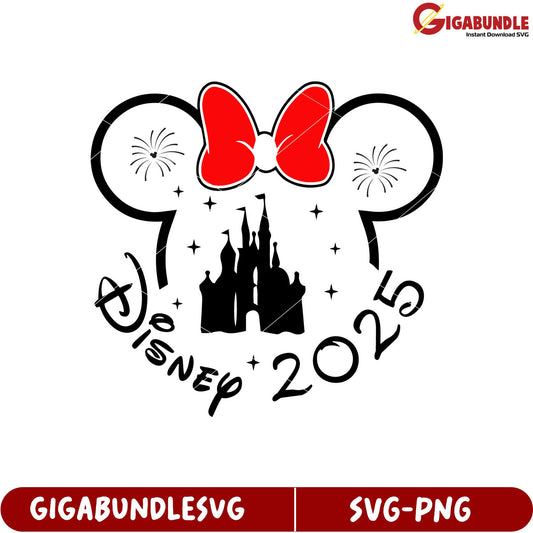 Disney Castle with Mickey Ears SVG Design for 2025 Celebrations