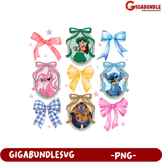 Disney Character Bow Designs PNG Clipart Set Download