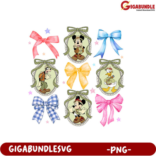 Disney Character Bows Collection PNG Digital Download