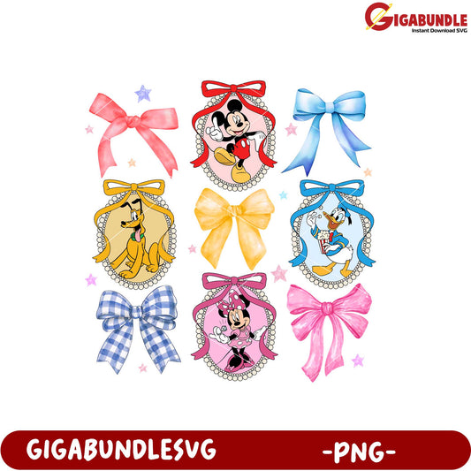 Disney Character Bows Cute PNG Clipart Bundle Design