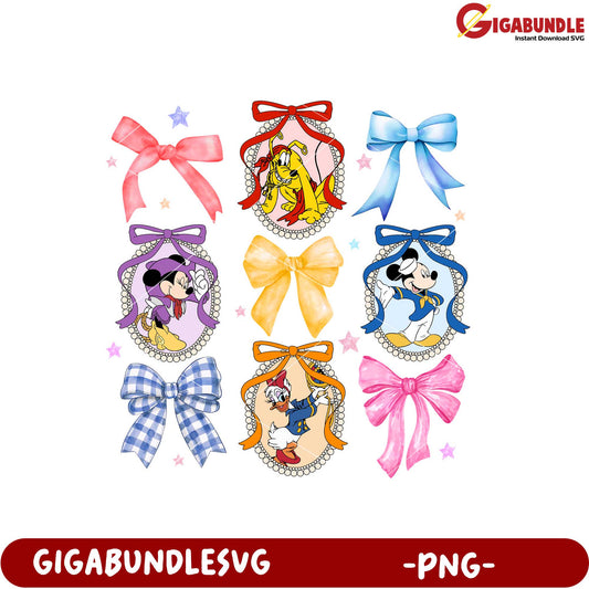 Disney Character Bows PNG Clipart for Craft Projects