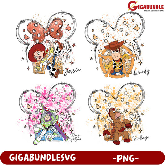 Disney Character Bundle PNG - Woody, Buzz, Jessie & Bullseye