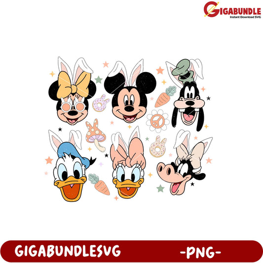 Disney Character Bunny Faces in PNG Format Design