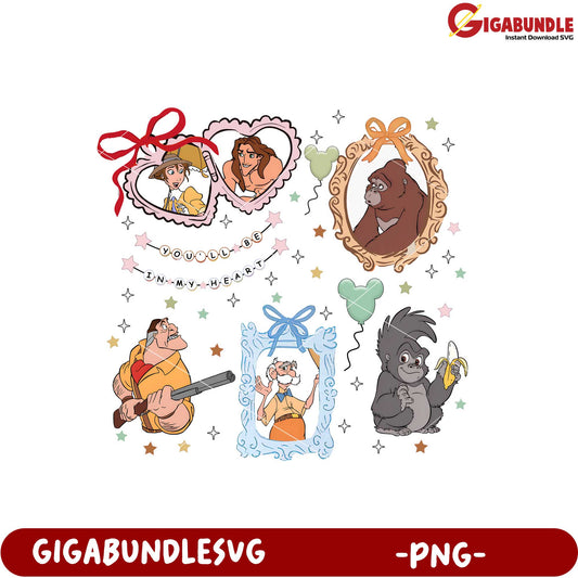 Disney Character Heart Frames PNG Downloadable Art Design