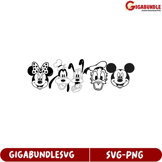 Disney Character SVG Bundle Featuring Iconic Faces of Favorites