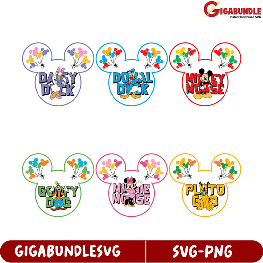 Disney Character SVG Bundle Mickey, Minnie, Donald & Friends