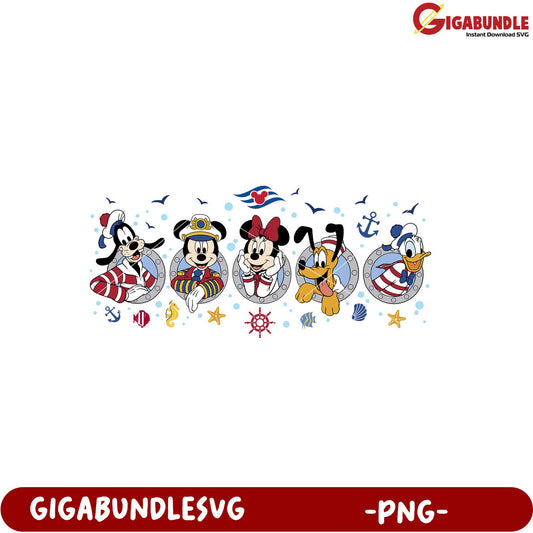 Disney Characters Nautical Theme PNG Graphic Design