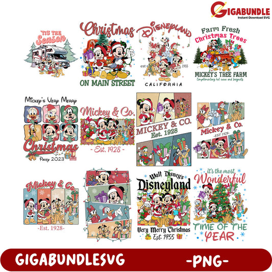 Disney Christmas PNG Bundle Vintage Mickey & Friends Designs