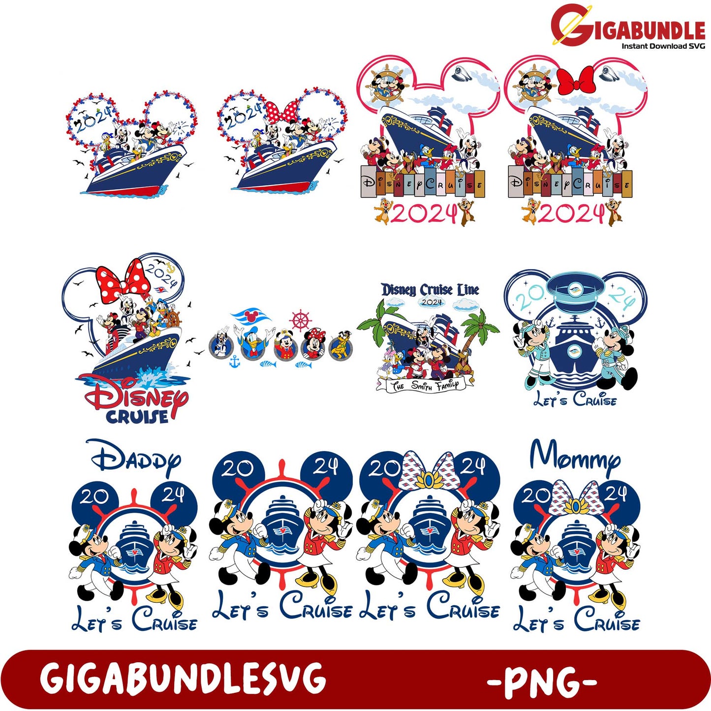 Disney Cruise 2024 PNG Bundle - Fun Family Designs for All