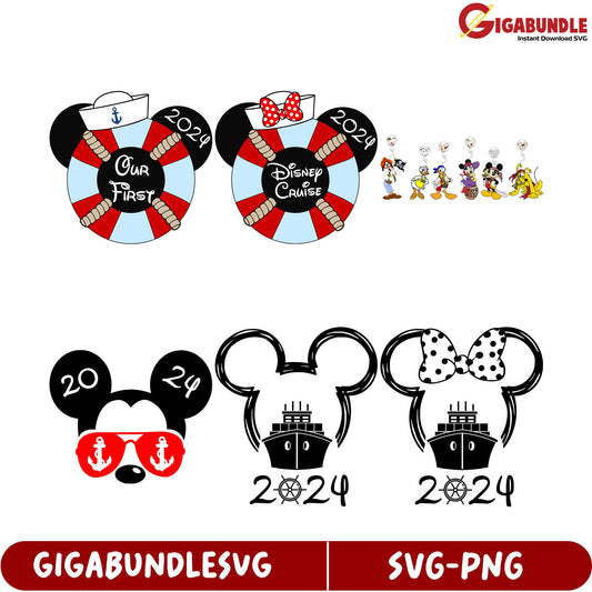 Disney Cruise 2024 SVG Bundle - Fun Mickey & Minnie Designs
