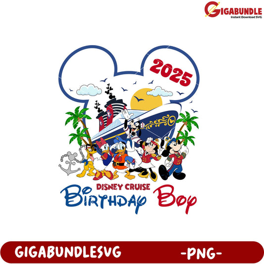 Disney Cruise 2025 Birthday Party Mickey Mouse Design PNG