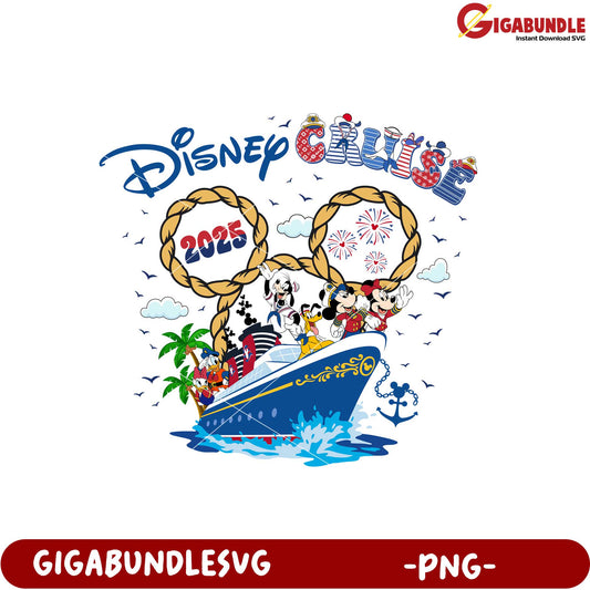 Disney Cruise 2025 Colorful Theme PNG Graphic Design