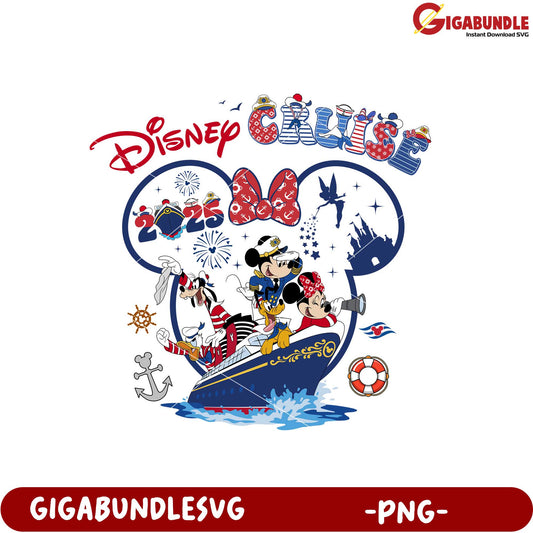 Disney Cruise 2025 PNG Design with Mickey and Friends