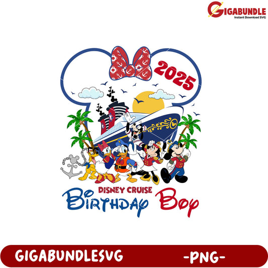 Disney Cruise Birthday Design for Boys 2025 PNG Image