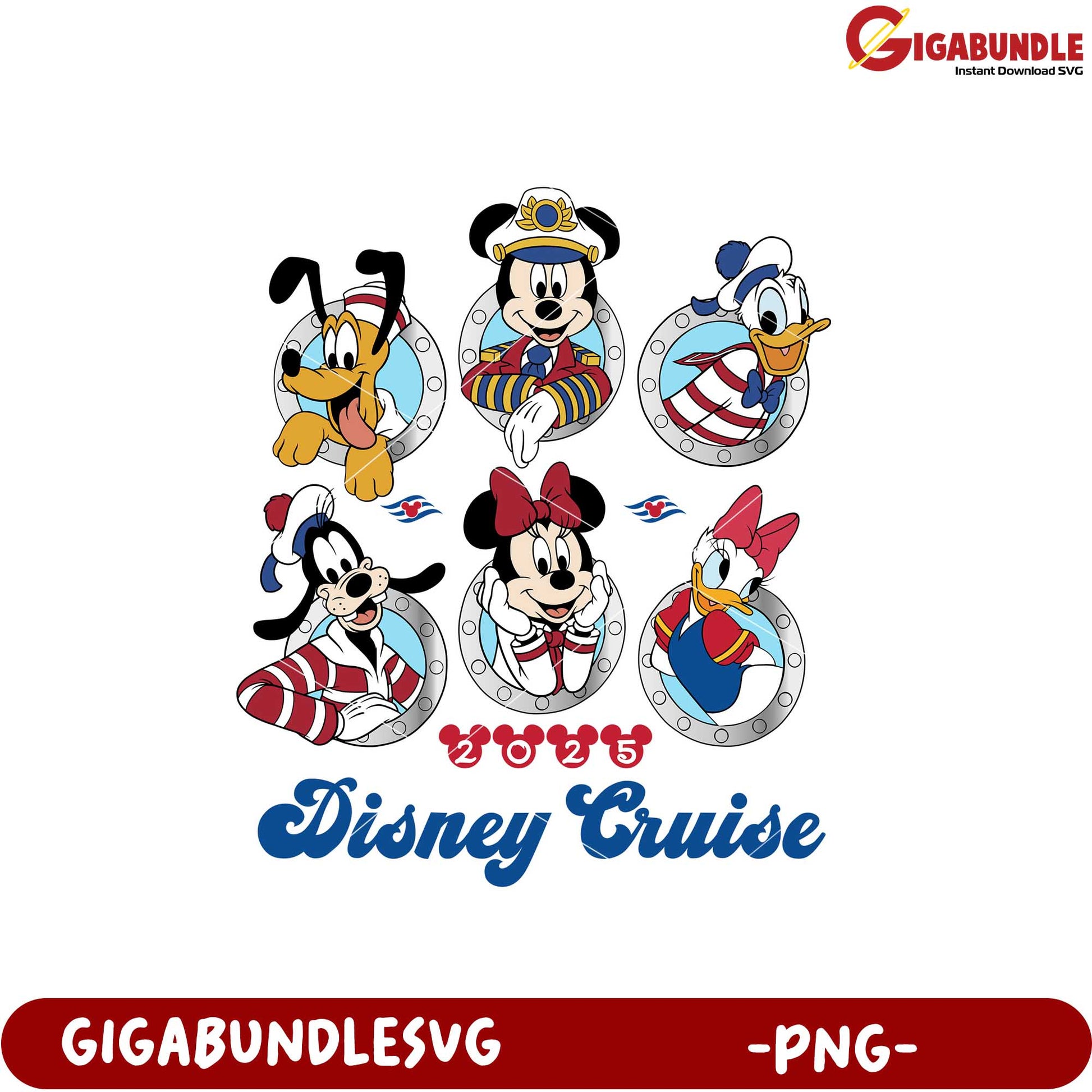 Disney Cruise Characters Fun Design for 2025 PNG File