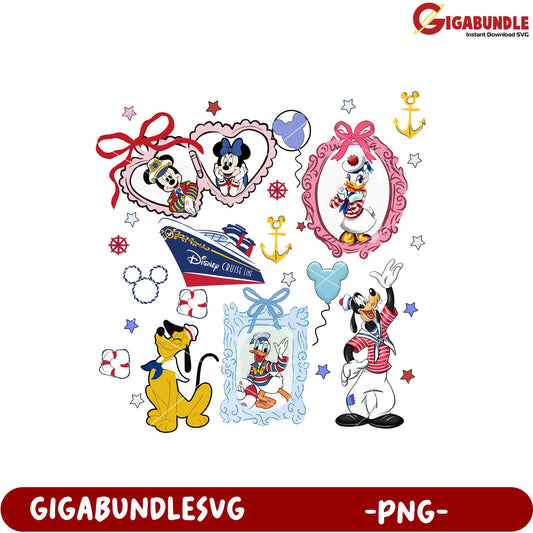 Disney Cruise Line Character Stickers PNG Downloadable Set