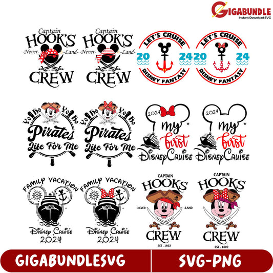 Disney Cruise SVG Bundle Captain Hook & Pirate Themed Designs