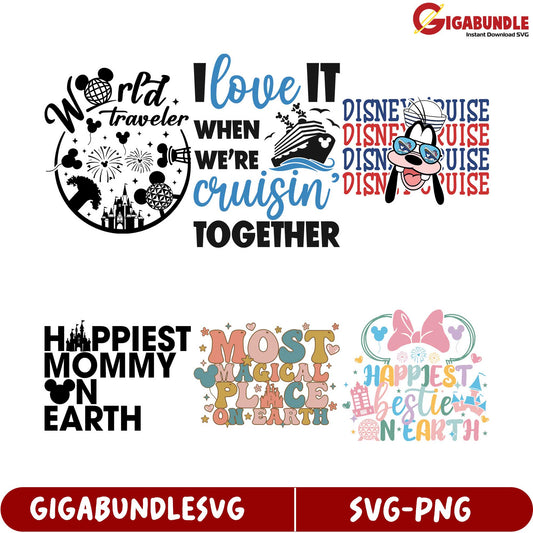 Disney Cruise SVG Bundle Fun Travel & Family Designs