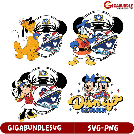 Disney Cruise SVG Bundle Mickey, Donald & Pluto Designs