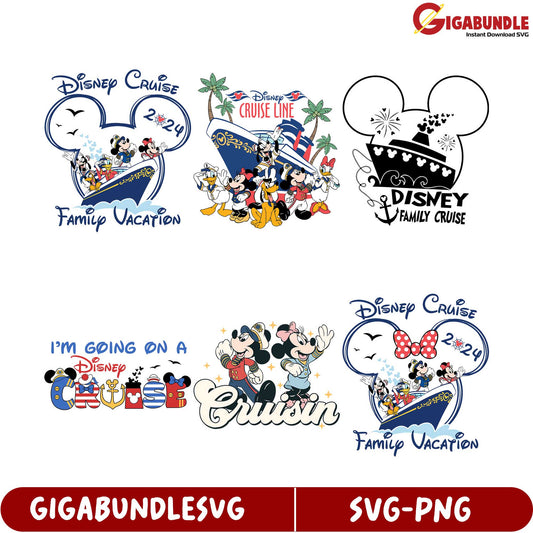 Disney Cruise SVG Bundle for Family Vacation 2024 Designs