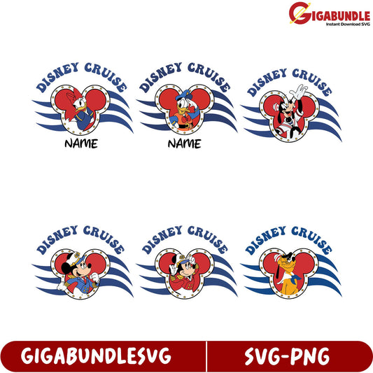 Disney Cruise SVG Bundle with Customizable Name Designs
