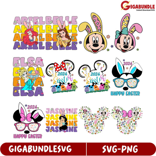 Disney Easter SVG Bundle Cute Character Designs for 2024
