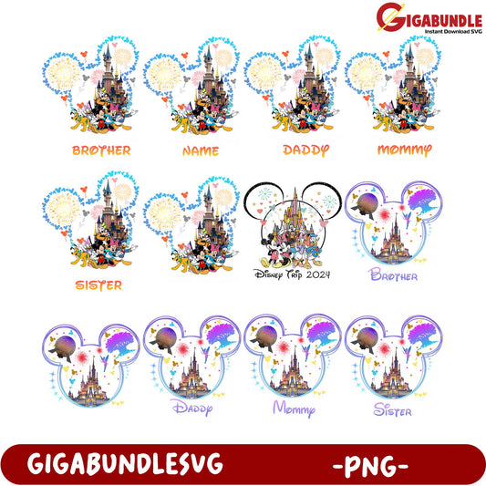 Disney Family Trip 2024 PNG Bundle - Personalized SVG Designs