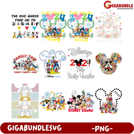 Disney Family Vacation 2024 PNG Bundle - Fun Designs for All
