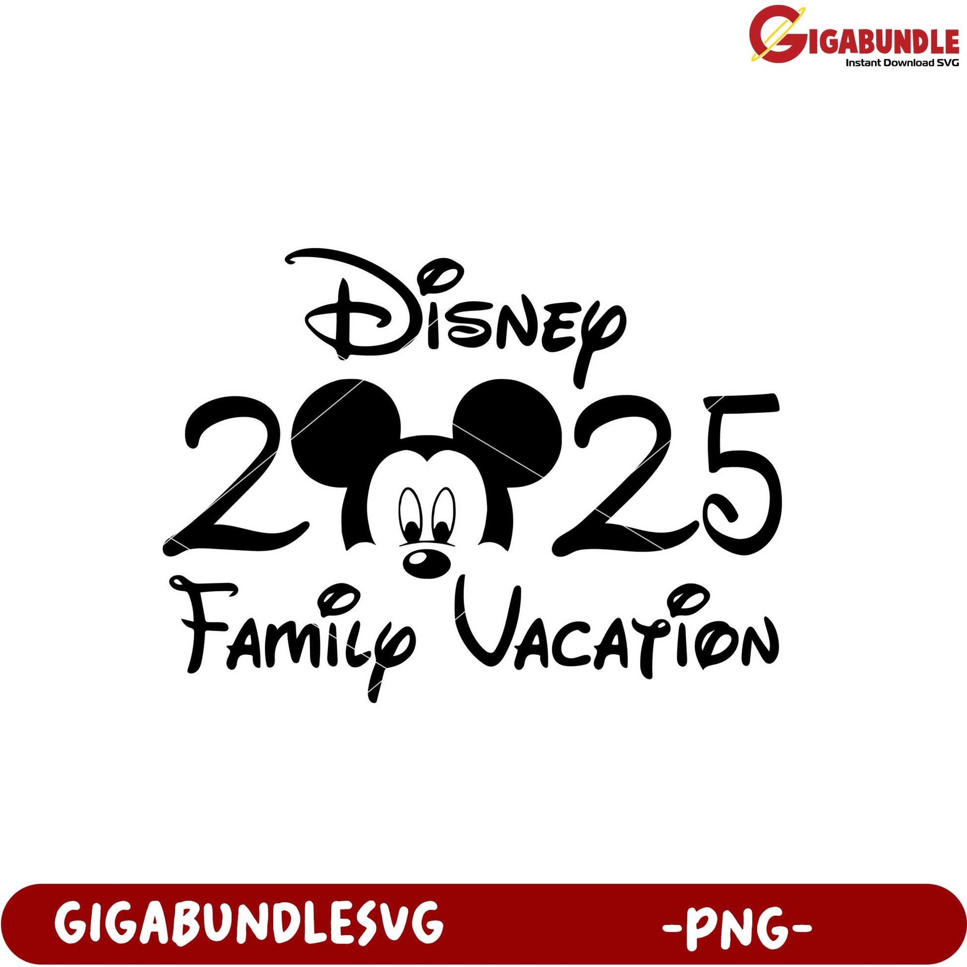 Disney Family Vacation 2025 Mickey Mouse PNG Design