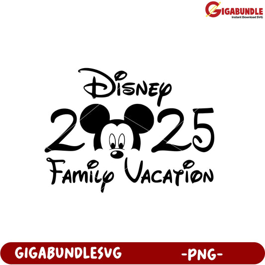 Disney Family Vacation 2025 Mickey Mouse PNG Design