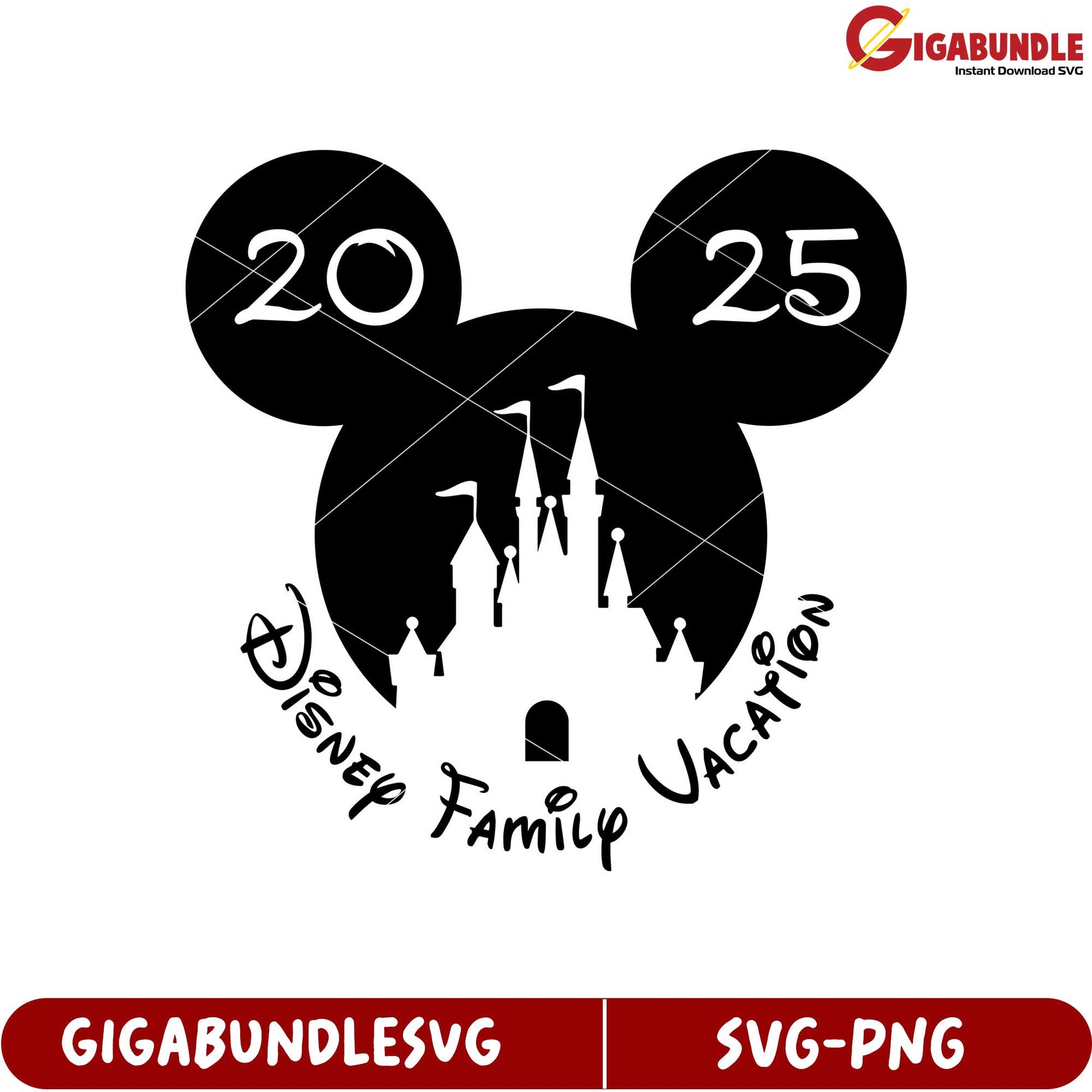 Disney Family Vacation 2025 SVG Design with Mickey Mouse Elements
