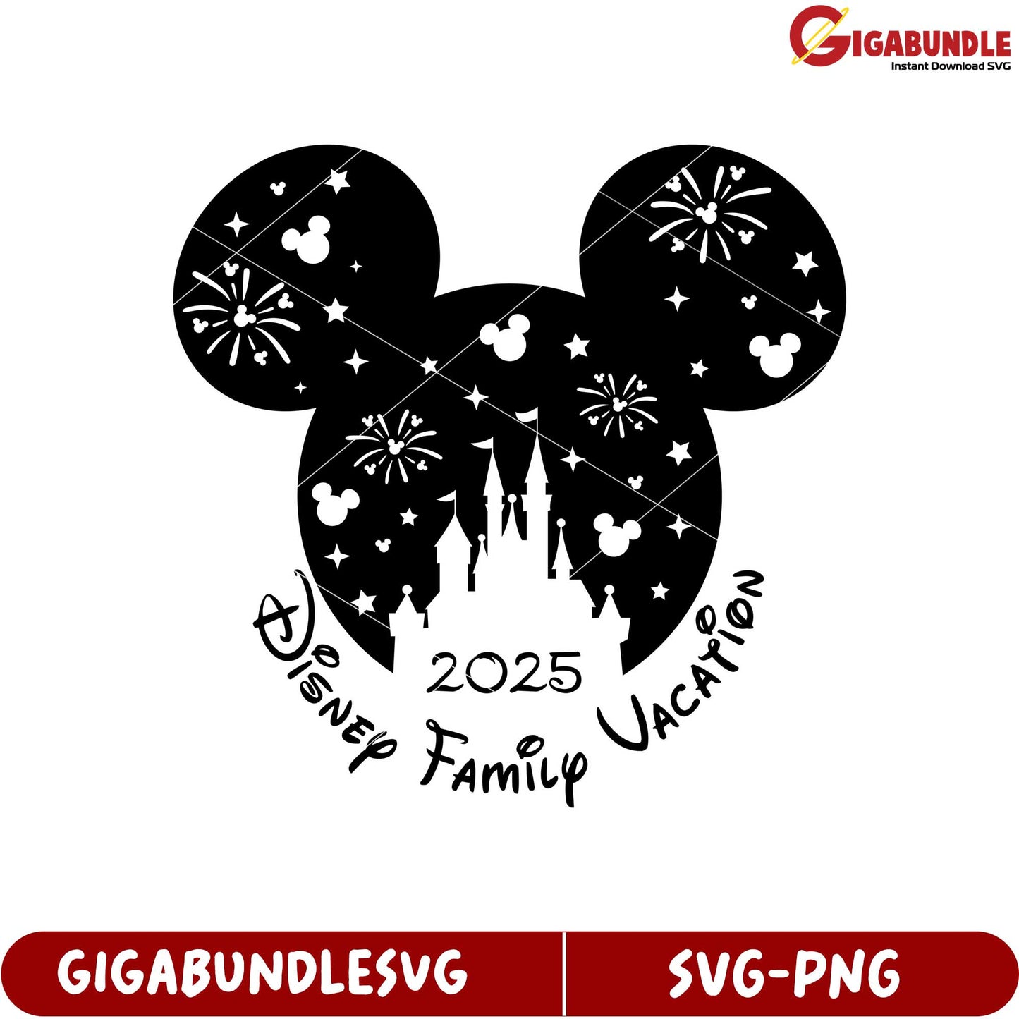 Disney Family Vacation 2025 SVG Mickey Mouse Castle Design for Celebrations