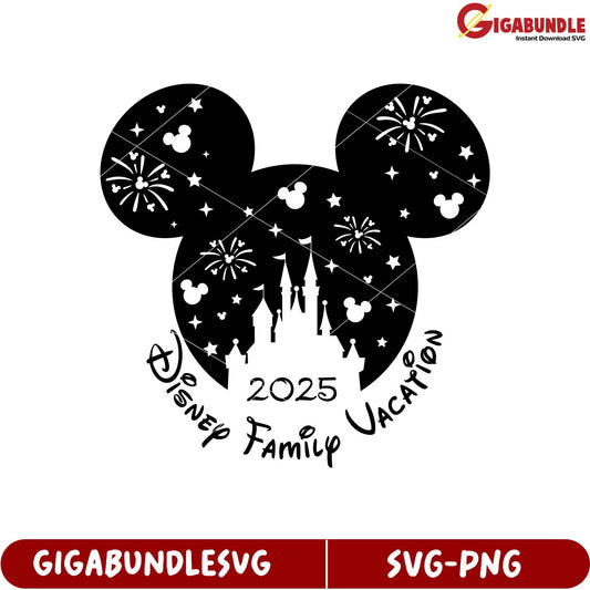Disney Family Vacation 2025 SVG Mickey Mouse Castle Design for Celebrations