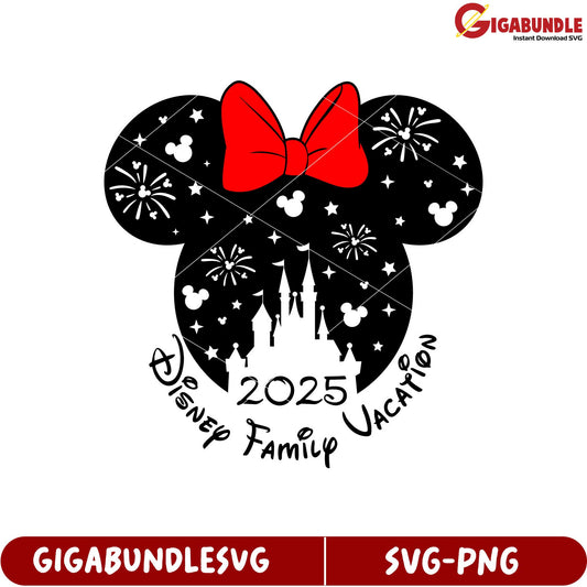 Disney Family Vacation 2025 SVG Mickey Mouse Icon with Castle Design