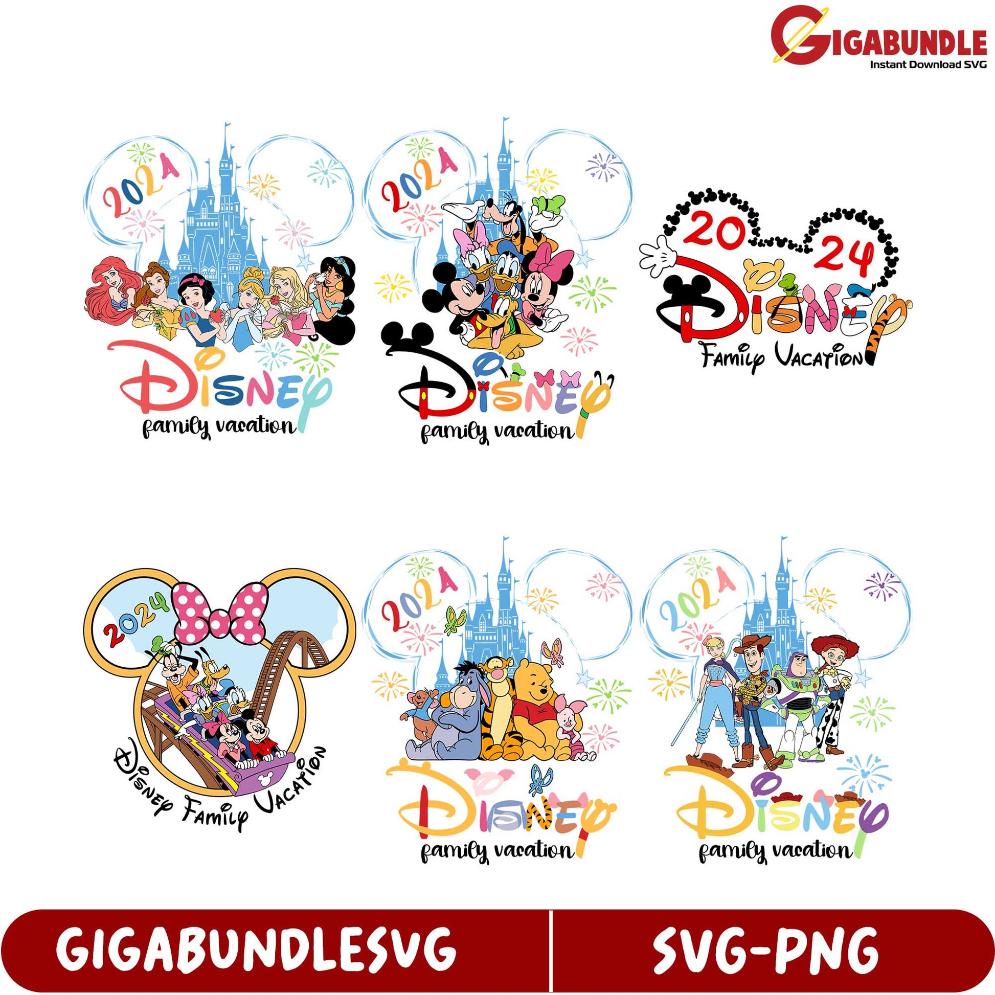 Disney Family Vacation SVG Bundle for 2021 and 2024 Designs