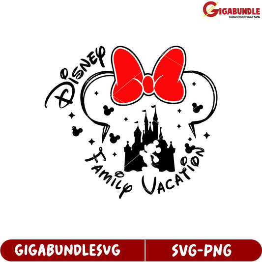 Disney Family Vacation SVG Design with Castle and Bow for Kids