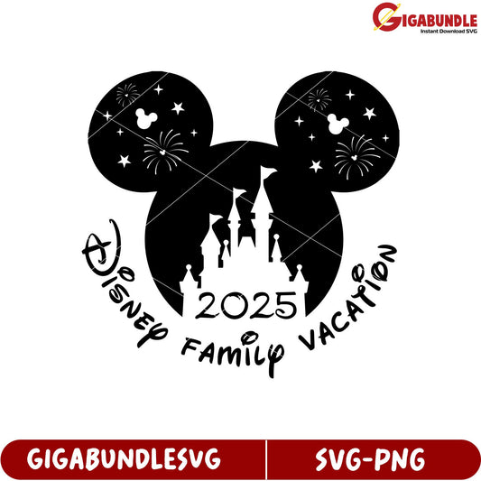 Disney Family Vacation SVG Design with Mickey Mouse Ears 2025