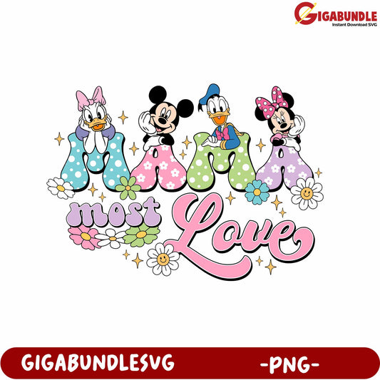 Disney Friends Most Love Floral Design PNG for Unique Crafts